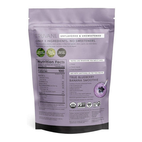 Truvani, Organic Plant Based Protein Powder Unflavored, 19.75 Oz Truvani