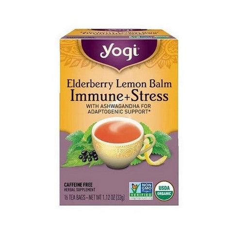 Yogi, Organic Elderberry Lemon Balm Immune And Stress Tea, 16 Tea Bags (1.12 Oz) Yogi
