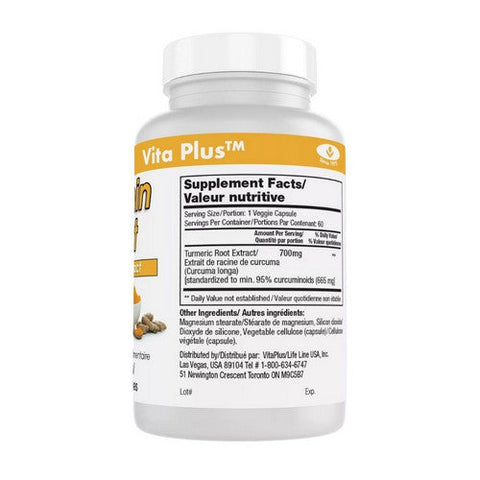 Vita plus, Vita Plus Curcumin, 700 Mg, 60 Veggie Capsules Vita plus