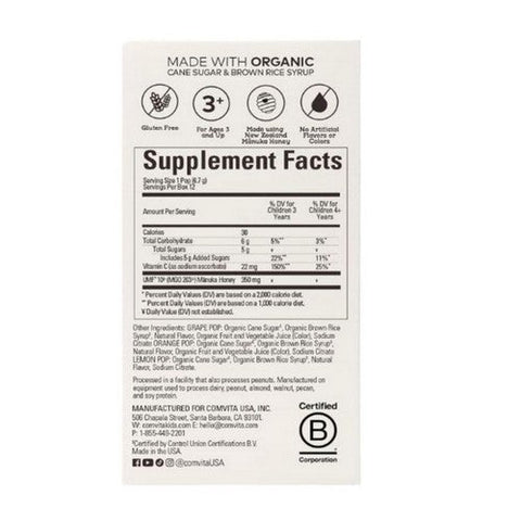 Comvita, Honey Manuka Soothing  LolliPops, 12 Count Comvita