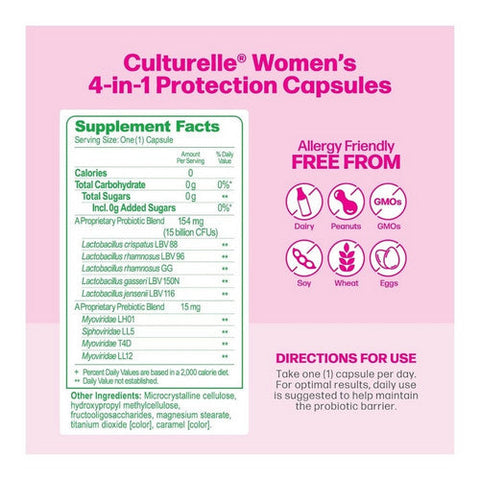 Culturelle, Women'S 4-In-1 Protection Probiotic Vegetarian Capsules, 30 Capsules Culturelle