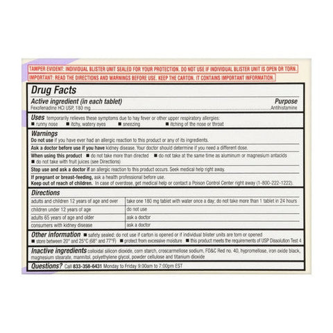 Foster And Thrive, Allergy Relief Fexofenadine Hcl, 180 Mg, 15 Tabs Foster And Thrive
