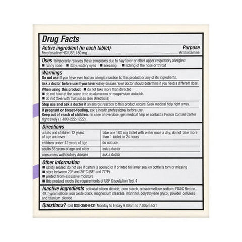 Foster And Thrive, 24 Hour Allergy Relief Fexofenadine Hcl, 70 Tabs Foster And Thrive