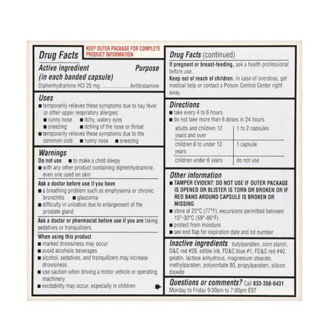 Foster And Thrive, Allergy Relief Diphenhydramine Hcl, 25 Mg, 24 Caps Foster And Thrive
