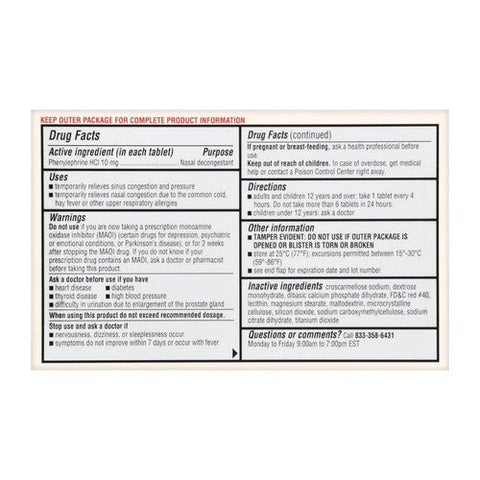 Foster And Thrive, Maximum Strength Nasal Decongestant Pe Phenylephrine Hcl, 10 Mg, 18 Tabs Foster And Thrive