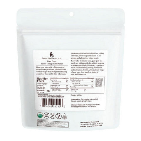 Foods Alive, Organic Guar Gum Powder, 8 Oz Foods Alive