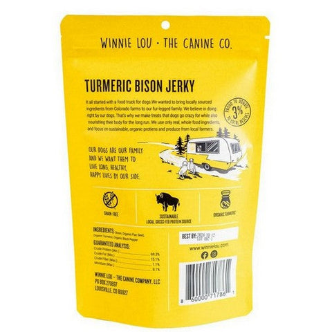 Winnie Lou, Turmeric Bison Jerky Dog Treat, 2.5 Oz (Case Of 6) Winnie Lou