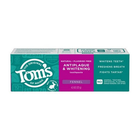 Tom's Of Maine, Antiplaque And Whitening Fluoride Free Toothpaste, 4.5 Oz (Case Of 6) Tom's Of Maine