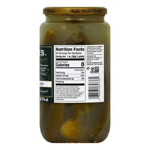 Bubbies, Kosher Dill Pickles, 33 Oz (Case Of 6) Bubbies