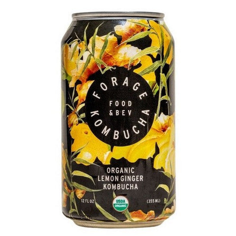 Forage Kombucha, Organic Lemon Ginger Kombucha, 12 Oz (Case Of 12) Forage Kombucha