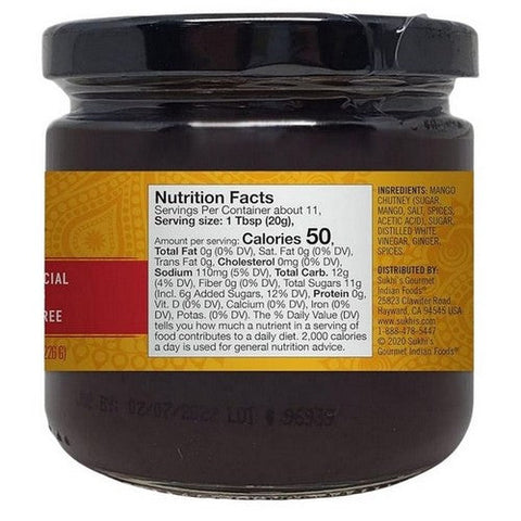 Sukhis, Gourmet Indian Food Chutney Mango, 8 Oz (Case Of 6) Sukhis
