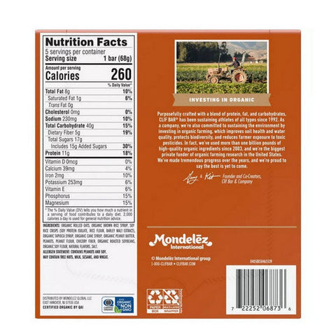 Clif Bar, Crunchy Peanut Butter Energy Bar, 2.4 Oz X 5 Count (Case Of 9) Clif Bar