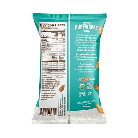 Puffworks, Baby Organic Almond Butter Puffs, 0.5 Oz (Case Of 6) Puffworks