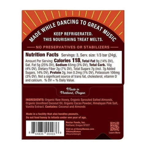 Honey Mamas, Peruvian Raw Cocoa Truffle Bar, 2.5 Oz (Case Of 12) Honey Mamas