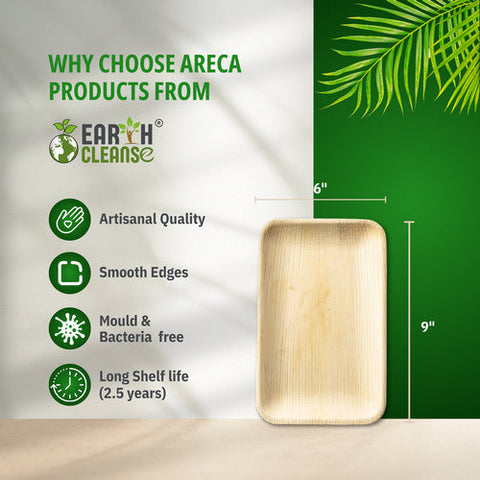 Earth Cleanse, Areca Palm Leaf Rectangular Tray 6x9-Inch, Pack of 25 Earth Cleanse