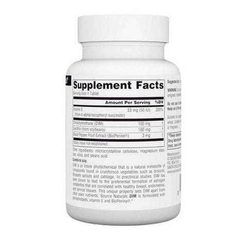 Source Naturals, Dim, 100 MG, (Diindolylmethane) 30 Tabs Source Naturals