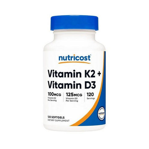 Vitamin K2 Plis Vitamin D3 120 Softgels by Nutricost