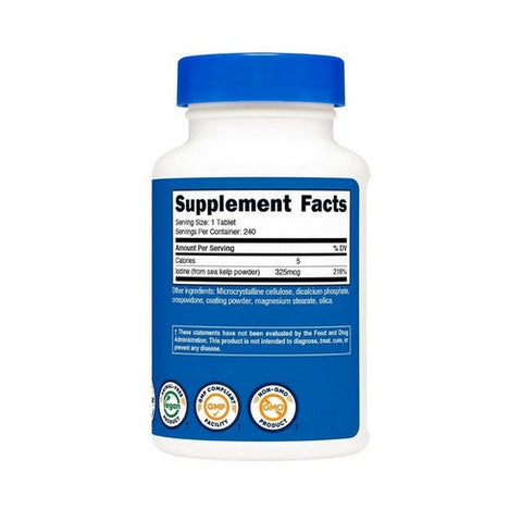 Nutricost, Iodine Tablets, 325 Mcg, 240 Count Nutricost