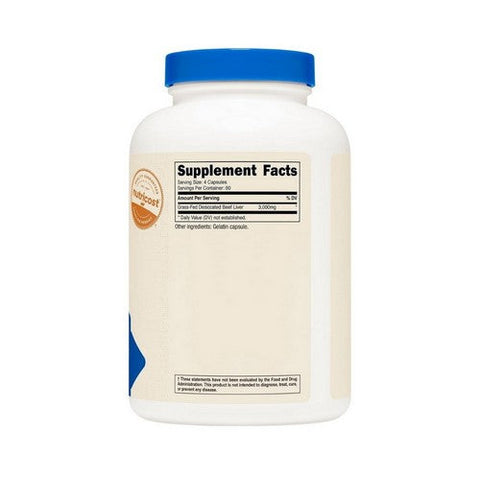 Nutricost, Grass-Fed Desiccated Beef Liver, 3000 Mg, 240 Caps Nutricost