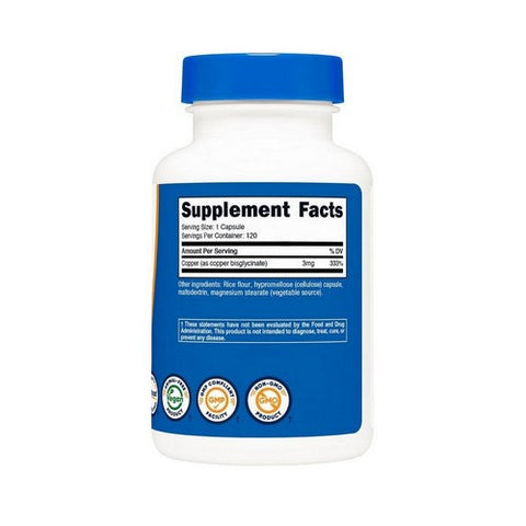 Nutricost, Copper Glycinate Capsules, 3 Mg, 120 Count Nutricost