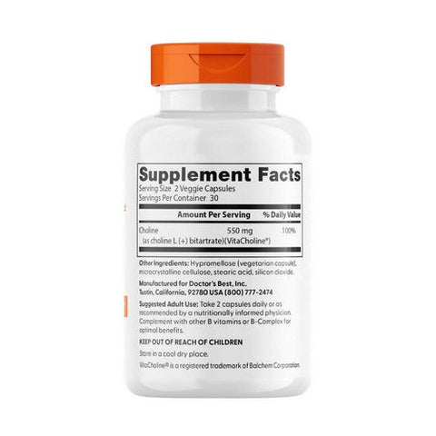 Doctors Best, Choline L-Bitartrate, 550 Mg, 60 Veggie Caps Doctors Best