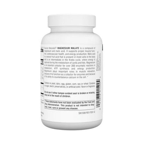 Source Naturals, Magnesium Malate, 625 Mg, 100 Caps Source Naturals