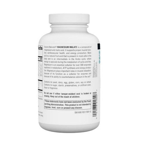 Source Naturals, Magnesium Malate, 625 Mg, 200 Caps Source Naturals
