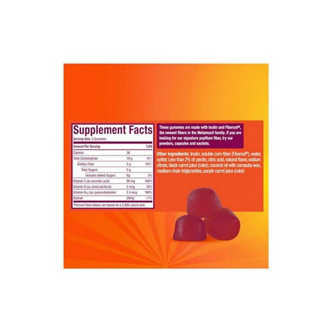 Metamucil, Fiber + Vitamins C D & B12 Gummies Citrus Berry, 72 Count Metamucil