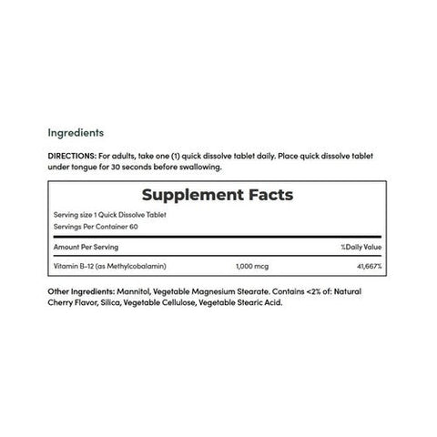 Nature's Bounty, Vitamin B-12 Quick Dissolve Tablets, 1000 Mcg, 60 Count Nature's Bounty
