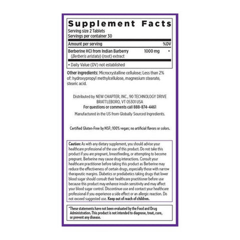 New Chapter, Berberine For Metabolic Health Plus Glucose Support, 1000 Mg, 30 Veg Caps New Chapter