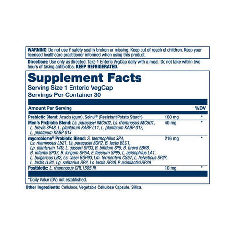 Solaray, Mycrobiome Complete Probiotic Mens, 30 Veg Caps Solaray