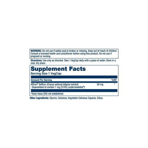 Solaray, Affron Saffron Extract, 30 Veg Caps Solaray