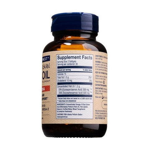 Wiley's Finest, Wild Alaskan Fish Oil Peak DHA And Dose Of EPA, 180 Softgels Wiley's Finest