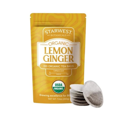 Organic Lemon Ginger Tea Bags 100 Count by Starwest Botanicals