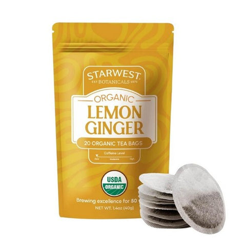 Organic Lemon Ginger Tea Bags 20 Count by Starwest Botanicals