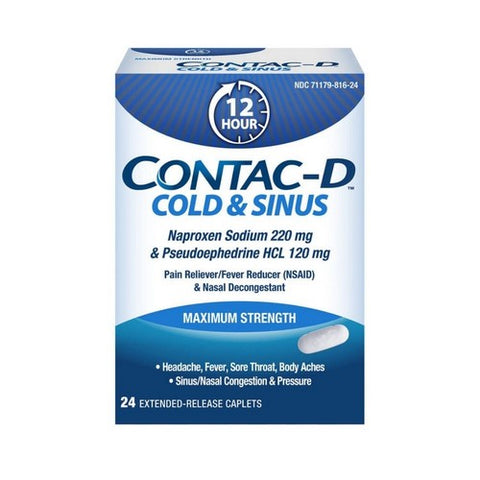 Cold And Sinus Extended Release Caplets Maximum Strength 24 Caps by Contac