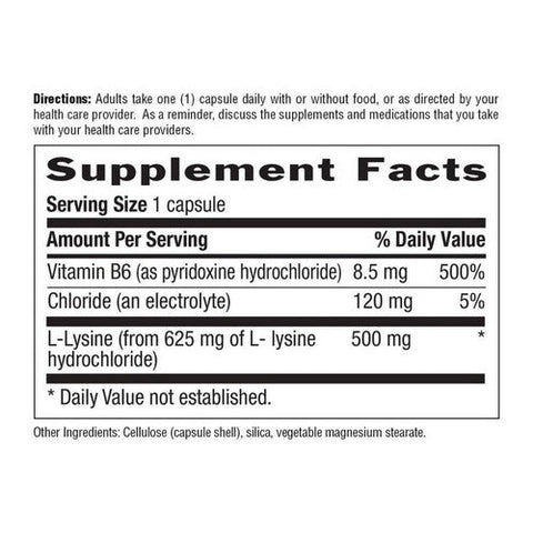 Country Life, L-Lysine with B-6, 500 MG, 100 Caps Country Life