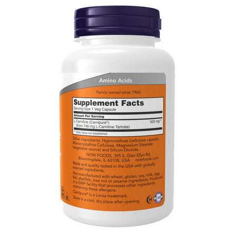 Now Foods, L-Carnitine, 500 mg, 180 Caps Now Foods