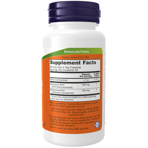 Now Foods, Echinacea & Goldenseal Root, 225 mg, 100 Veg Caps Now Foods