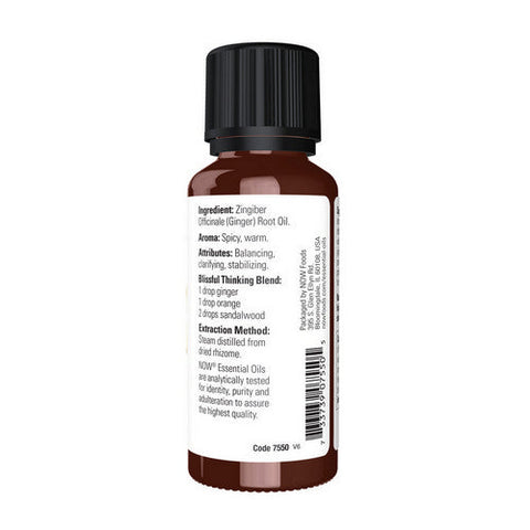 Now Foods, 100% Pure Ginger Oil, 1 Oz Now Foods