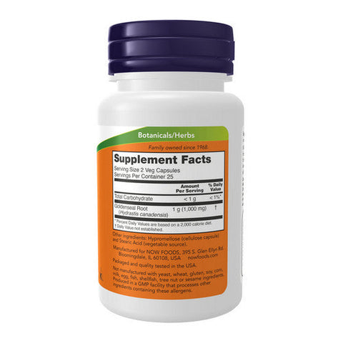 Now Foods, Goldenseal Root, 500 Mg, 50 Veg Caps Now Foods