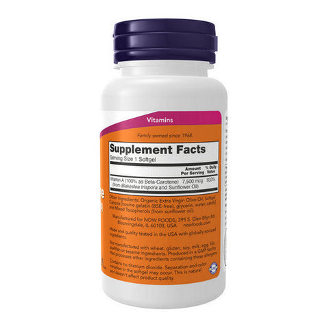 Now Foods, Natural Beta Carotene, 25000 IU, 90 Sofgels Now Foods