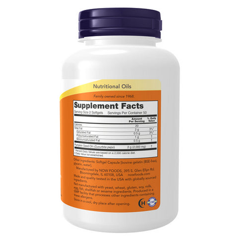 Now Foods, Pumpkin Seed Oil, 1000 Mg, 100 Softgels Now Foods