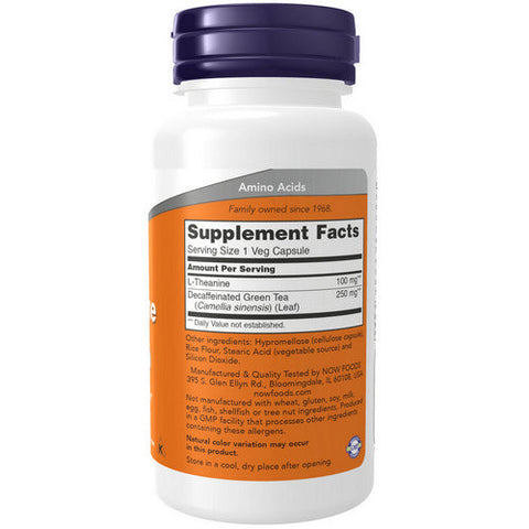 Now Foods, L-Theanine, 100 mg, 90 Vcaps Now Foods