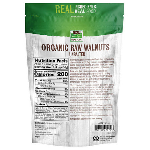 Now Foods, Organic Walnuts Raw And Unsalted, 12 oz Now Foods