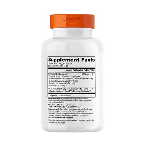 Doctors Best, High Absorption Curcumin, 1000 Mg, 120 Capsules Doctors Best