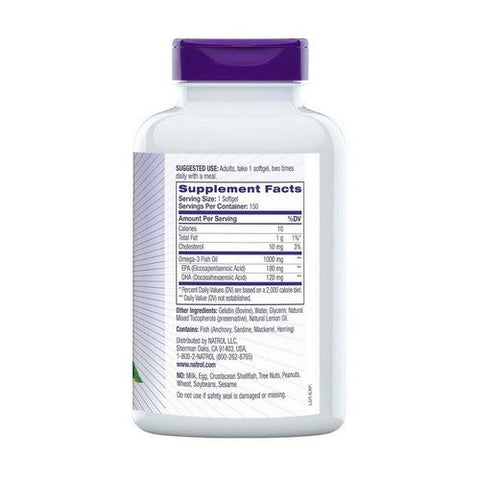 Natrol, Omega-3 Fish Oil Heart Health, 1000 Mg, 150 Softgels Natrol
