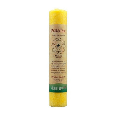 Aloha Bay, Yellow Protection Chakra Energy Pillar Candle, 8 Inches Aloha Bay