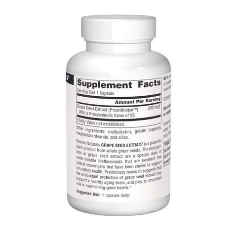 Source Naturals, Proanthodyn Grape Seed Extract, 200 Mg, 90 Caps Source Naturals