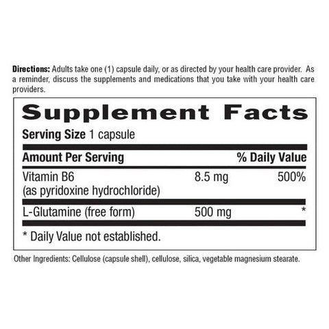 Country Life, L-Glutamine, 500 mg, B-6 100 Caps Country Life